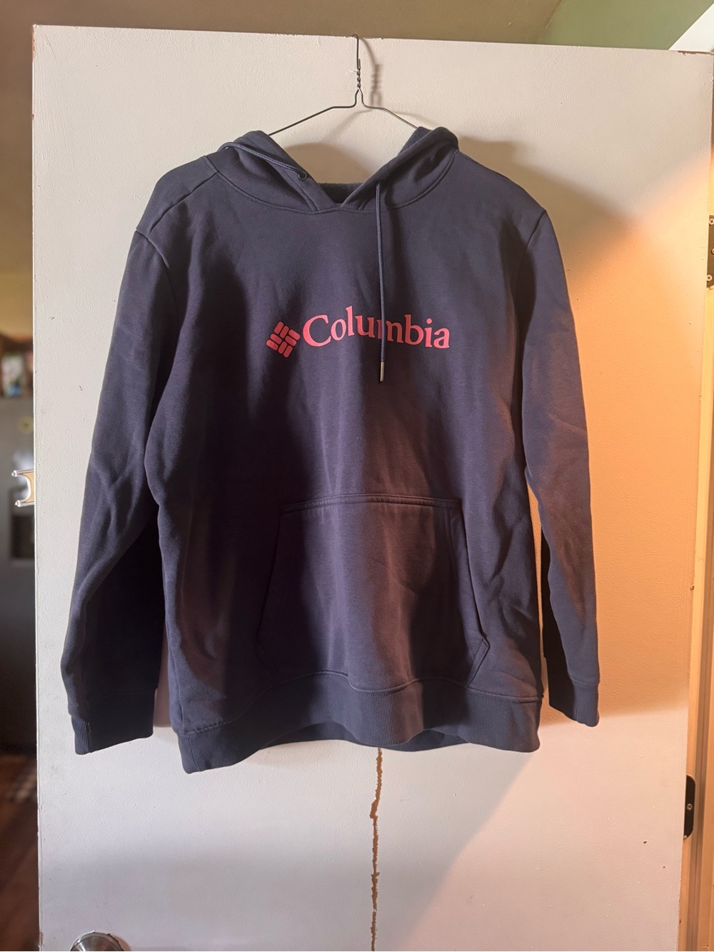 Columbia Navy Hoodie with Pink Logo
